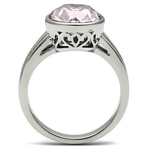 Jewellery Kingdom Ladies Oval Cubic Zirconia Light Amethyst 7CT Stainless Steel Ring (Silver & Purple) - Jewelry Rings - British D'sire