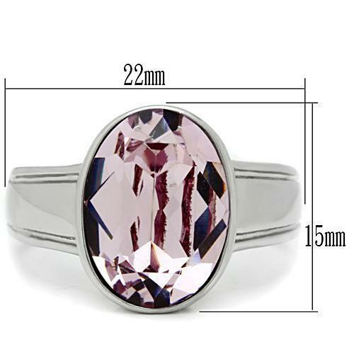 Jewellery Kingdom Ladies Oval Cubic Zirconia Light Amethyst 7CT Stainless Steel Ring (Silver & Purple) - Jewelry Rings - British D'sire