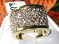 Jewellery Kingdom Ladies Pave 14mm Top Comfort Cubic Zirconia 18kt Steel No Tarnish Sparkling Ring Gold - Jewelry Rings - British D'sire