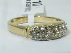 Jewellery Kingdom Ladies Pave Cluster Band 18kt Steel Elegant Gold Ring - Jewelry Rings - British D'sire