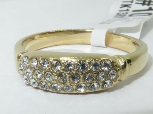 Jewellery Kingdom Ladies Pave Cluster Band 18kt Steel Elegant Gold Ring - Jewelry Rings - British D'sire