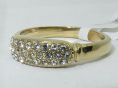 Jewellery Kingdom Ladies Pave Cluster Band 18kt Steel Elegant Gold Ring - Jewelry Rings - British D'sire