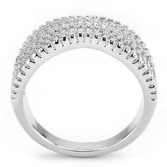 Jewellery Kingdom Ladies Pave Comfort Band Cubic Zirconia 11mm Rhodium Ring (Silver) - RINGS - British D'sire