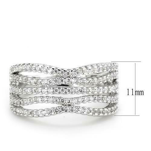 Jewellery Kingdom Ladies Pave Comfort Band Cubic Zirconia 11mm Rhodium Ring (Silver) - RINGS - British D'sire