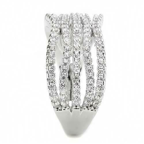 Jewellery Kingdom Ladies Pave Comfort Band Cubic Zirconia 11mm Rhodium Ring (Silver) - RINGS - British D'sire