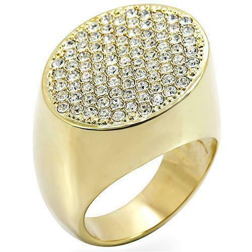 Jewellery Kingdom Ladies Pave Comfort Cocktail Ring (Gold) - Rings - British D'sire