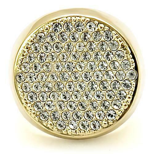 Jewellery Kingdom Ladies Pave Comfort Cocktail Ring (Gold) - Rings - British D'sire