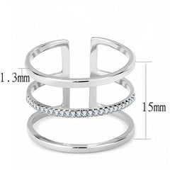 Jewellery Kingdom Ladies Pave Sparkling Cuff Open Band Stainless Steel Ring (Silver) - Rings - British D'sire