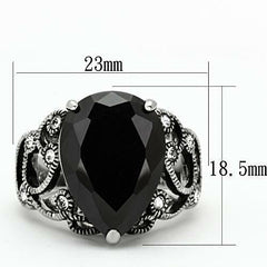 Jewellery Kingdom Ladies Pear Cubic Zirconia 10K Stainless Steel Antiqued Ring (Black) - Rings - British D'sire