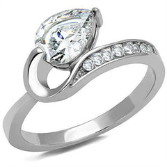 Jewellery Kingdom Ladies Pear Cz Stainless Steel 1.30 Carat Swirl Ring (Silver) - Jewelry Rings - British D'sire