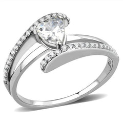 Jewellery Kingdom Ladies Pear Cz Stainless Steel Dress Pave 2 Carat Pretty Ring (Silver) - Jewelry Rings - British D'sire