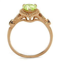 Jewellery Kingdom Ladies Pear Rose Gold Apple Green Light Peridot Sterling Ring (Silver) - Jewelry Rings - British D'sire