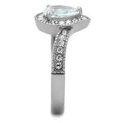 Jewellery Kingdom Ladies Pear Simulated Diamonds Stainless Steel 1ct Pretty Ring (Silver) - Jewelry Rings - British D'sire