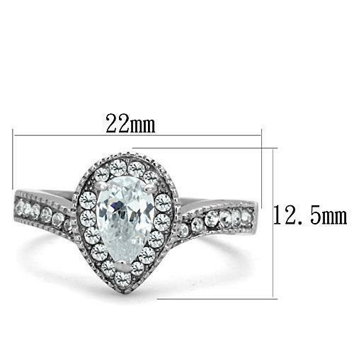 Jewellery Kingdom Ladies Pear Simulated Diamonds Stainless Steel 1ct Pretty Ring (Silver) - Jewelry Rings - British D'sire