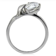 Jewellery Kingdom Ladies Pear Solitaire Cz Stainless Steel Twist 3 Carat Ring (Silver) - Jewelry Rings - British D'sire