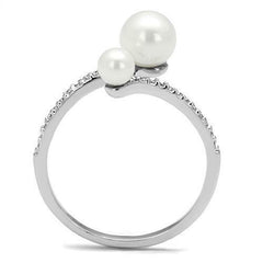 Jewellery Kingdom Ladies Pearl Cz Elegant Stainless Steel White Ring - Jewelry Rings - British D'sire