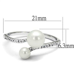 Jewellery Kingdom Ladies Pearl Cz Elegant Stainless Steel White Ring - Jewelry Rings - British D'sire