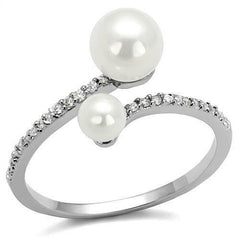 Jewellery Kingdom Ladies Pearl Cz Elegant Stainless Steel White Ring - Jewelry Rings - British D'sire