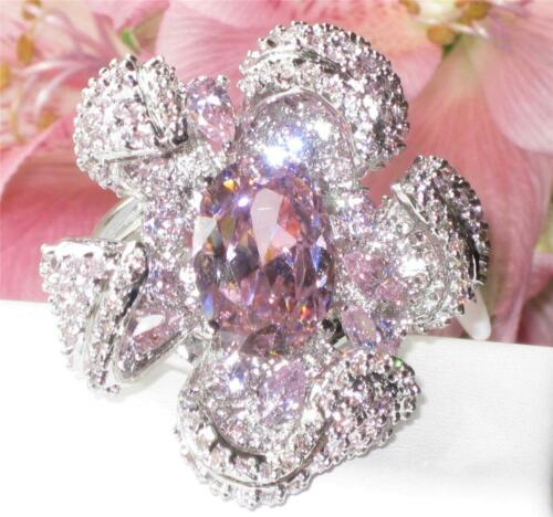 Jewellery Kingdom Ladies Pink Ring Cocktail Huge Cz Sapphire Flower Statement - Jewelry Rings - British D'sire