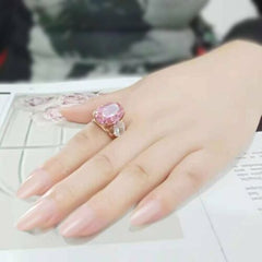 Jewellery Kingdom Ladies Pink Ring Oval Round Rose Gold Three Stone Cz Cocktail Big Steel - Jewelry Rings - British D'sire