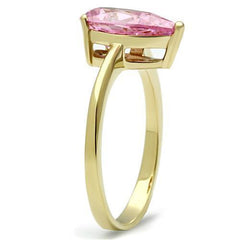 Jewellery Kingdom Ladies Pink Sapphire Cz Cubic Zirconia Steel 3 Carat Ring (Gold) - Jewelry Rings - British D'sire