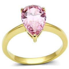 Jewellery Kingdom Ladies Pink Sapphire Cz Cubic Zirconia Steel 3 Carat Ring (Gold) - Jewelry Rings - British D'sire