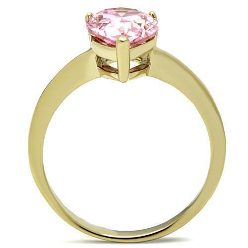 Jewellery Kingdom Ladies Pink Sapphire Cz Cubic Zirconia Steel 3 Carat Ring (Gold) - Jewelry Rings - British D'sire