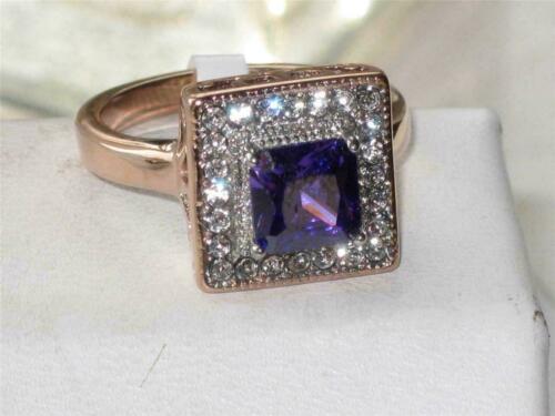 Jewellery Kingdom Ladies Princess Cut Cubic Zirconia Square Tanzanite Ring (Rose Gold) - Jewelry Rings - British D'sire