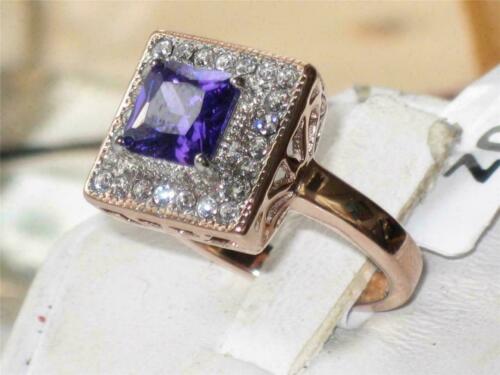 Jewellery Kingdom Ladies Princess Cut Cubic Zirconia Square Tanzanite Ring (Rose Gold) - Jewelry Rings - British D'sire