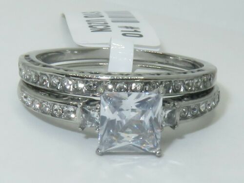 Jewellery Kingdom Ladies Princess Cut Cz Engagement Wedding Ring Band (Silver) - Jewelry Rings - British D'sire