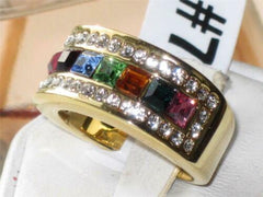 Jewellery Kingdom Ladies Princess Cut Eternity 18k 10mm Gold Band Ring (Multi Colour) - Jewelry Rings - British D'sire