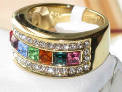 Jewellery Kingdom Ladies Princess Cut Eternity 18k 10mm Gold Band Ring (Multi Colour) - Jewelry Rings - British D'sire