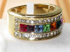 Jewellery Kingdom Ladies Princess Cut Eternity 18k 10mm Gold Band Ring (Multi Colour) - Jewelry Rings - British D'sire