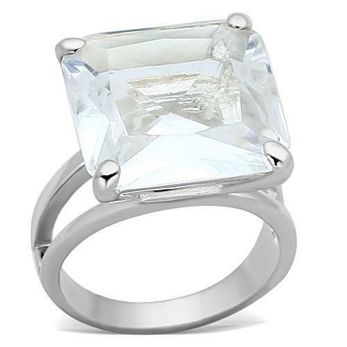 Jewellery Kingdom Ladies Princess Cut Sterling Silver 10 Carat Cocktail Solitaire Square Ring - Jewelry Rings - British D'sire