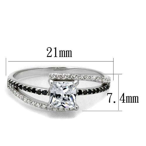 Jewellery Kingdom Ladies Princess Jet Engagement Sterling Silver Handmade 175ct Ring (Black) - Engagement Rings - British D'sire