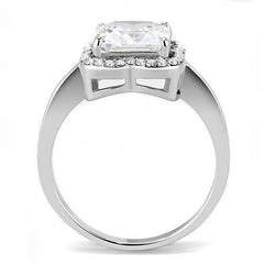 Jewellery Kingdom Ladies Princess Square Stainless Steel 4 Carat Sparkling Ring (Silver) - Jewelry Rings - British D'sire