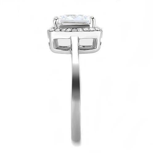 Jewellery Kingdom Ladies Princess Square Stainless Steel 4 Carat Sparkling Ring (Silver) - Jewelry Rings - British D'sire