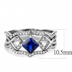 Jewellery Kingdom Ladies Princess Wedding Engagement Set Bands Stainless Steel Sapphire Ring - Engagement Rings - British D'sire