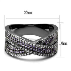 Jewellery Kingdom Ladies Purple Amethyst Band Sterling Silver Cubic Zirconia Crossover Ring - Jewelry Rings - British D'sire