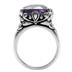 Jewellery Kingdom Ladies Purple Amethyst Cushion Cut Stainless Steel Cocktail Ring - Jewelry Rings - British D'sire