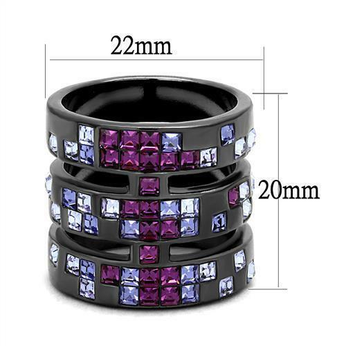 Jewellery Kingdom Ladies Purple Amethyst Princess Cut Wide Cubic Zirconia Ring (Black) - Jewelry Rings - British D'sire