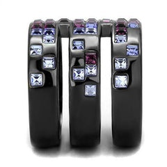 Jewellery Kingdom Ladies Purple Amethyst Princess Cut Wide Cubic Zirconia Ring (Black) - Jewelry Rings - British D'sire