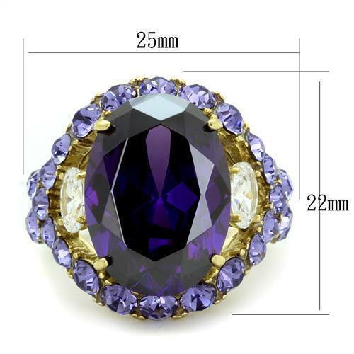 Jewellery Kingdom Ladies Purple Amethyst Sparkling Cocktail 14k Ring (Gold) - Rings - British D'sire