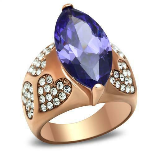 Jewellery Kingdom Ladies Purple Tanzanite Marquise 6 Carat Pave Cocktail Ring (Gold) - Jewelry Rings - British D'sire