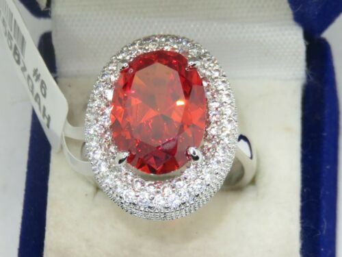 Jewellery Kingdom Ladies Red Garnet Cocktail Oval Dress Statement 14 Carat Rhodium Ring - Rings - British D'sire