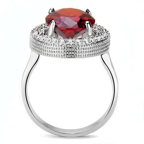 Jewellery Kingdom Ladies Red Garnet Cocktail Oval Dress Statement 14 Carat Rhodium Ring - Rings - British D'sire