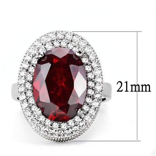 Jewellery Kingdom Ladies Red Garnet Cocktail Oval Dress Statement 14 Carat Rhodium Ring - Rings - British D'sire