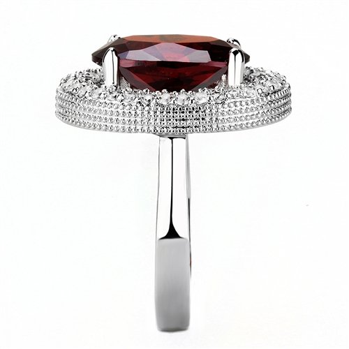 Jewellery Kingdom Ladies Red Garnet Cocktail Oval Dress Statement 14 Carat Rhodium Ring - Rings - British D'sire