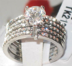 Jewellery Kingdom Ladies Ring Set Cz Stainless Steel Engagement Wedding Bands 2.50 Carat - Jewelry Rings - British D'sire