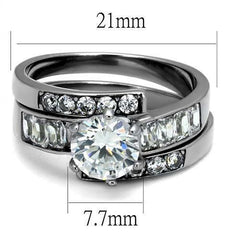 Jewellery Kingdom Ladies Ring Set Cz Wedding Engagement Band Stainless Steel Silver Emerald Cut - Jewelry Rings - British D'sire